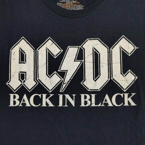 AC/DC Back In Black T Shirt Size XL Black Big Graphic Logo Short Sleeve - Picture 7 of 13